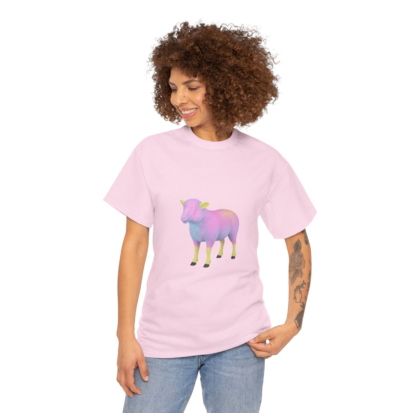 Pastel Rainbow Sheep Unisex Heavy Cotton Tee throne and liberty