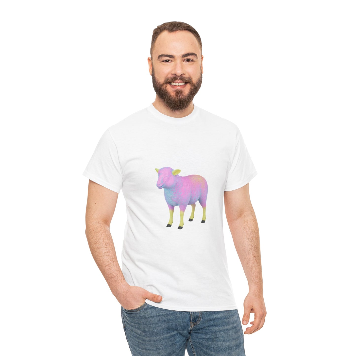 Pastel Rainbow Sheep Unisex Heavy Cotton Tee throne and liberty