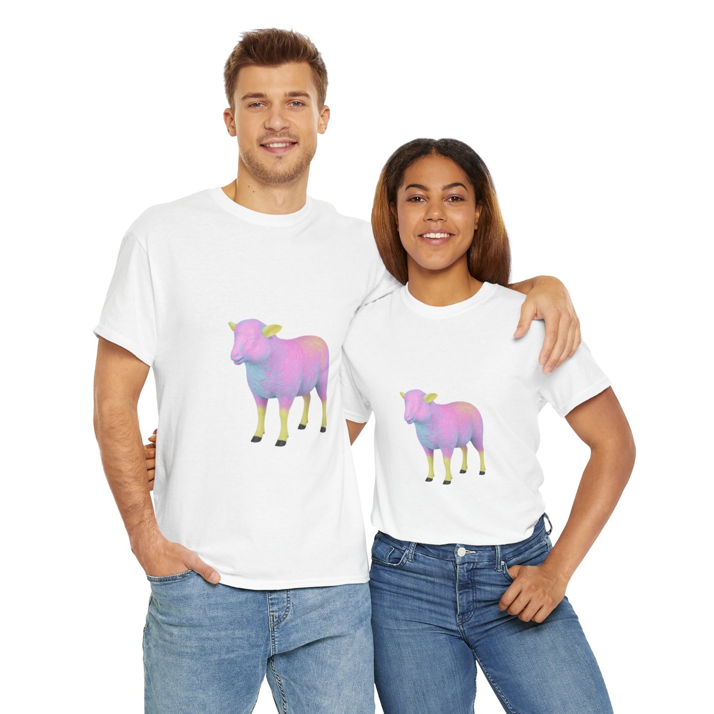 Pastel Rainbow Sheep Unisex Heavy Cotton Tee throne and liberty