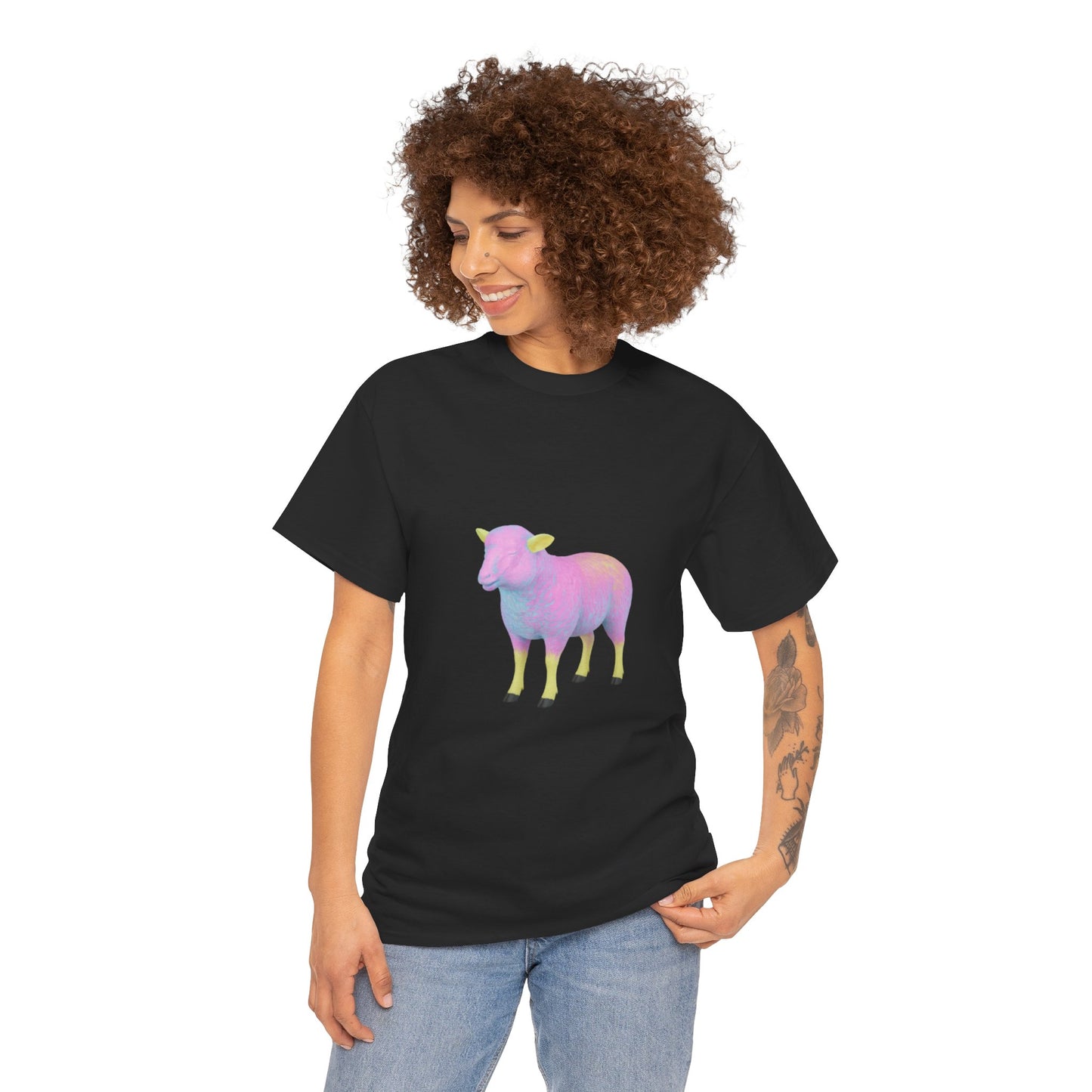 Pastel Rainbow Sheep Unisex Heavy Cotton Tee throne and liberty
