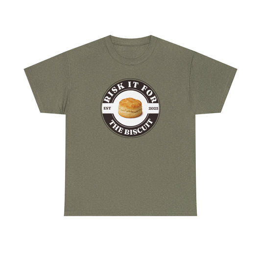 Funny Unisex Heavy Cotton Tee - 'Risk It For The Biscuit'