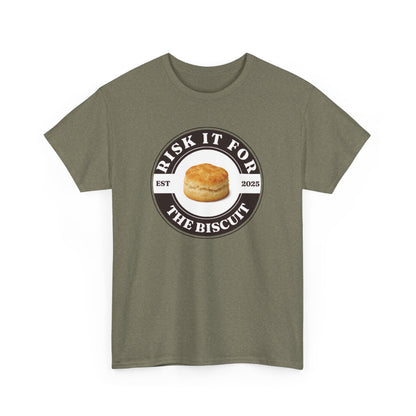 Funny Unisex Heavy Cotton Tee - 'Risk It For The Biscuit'