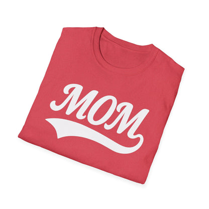 Baseball Style Mom Unisex Softstyle T-Shirt, Mother's Day Gift, Mom Life Tee, Sports Mama Shirt, Cute Mommy Top
