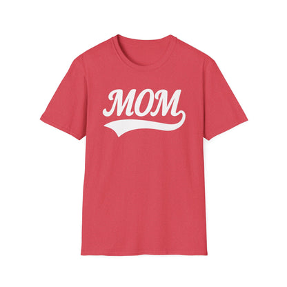 Baseball Style Mom Unisex Softstyle T-Shirt, Mother's Day Gift, Mom Life Tee, Sports Mama Shirt, Cute Mommy Top
